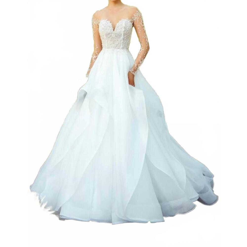 NEW KITTY CHEN COUTURE bibi ruffled wedding dress in ivory/tan